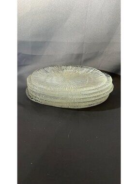 Sasaki Rain Glass Clear Plates Set Of 6 With Textured Design
